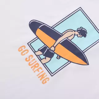 Decathlon Men’S Surfing UV Protection T-Shirt เสื้อยืดโต้คลื่นป้องกันรังสียูวีสำหรับผู้ชาย - White/Go Surf