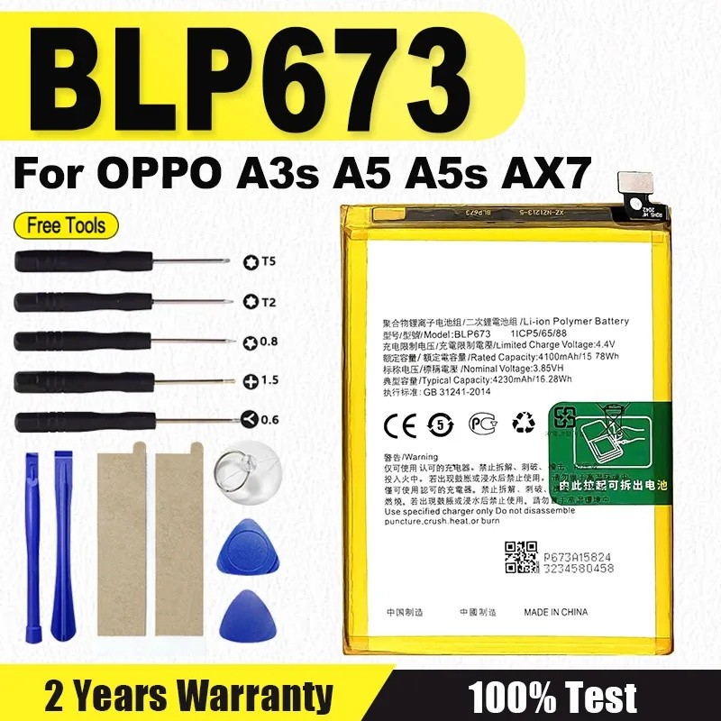 ใหม่ BLP673 แบตเตอรี่สําหรับ Oppo A3s A5 A5s AX7 โทรศัพท์เปลี่ยน Batteria 4230mAh + เครื่องมือฟรี