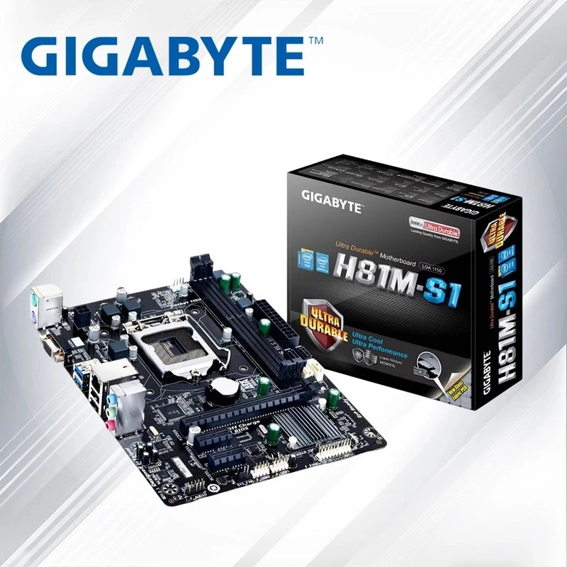 ใหม่ GIGABYTE GA-H81M-S1 เมนบอร์ดเดสก์ท็อป H81 LGA 1150 i3 i5 i7 DDR3 16G