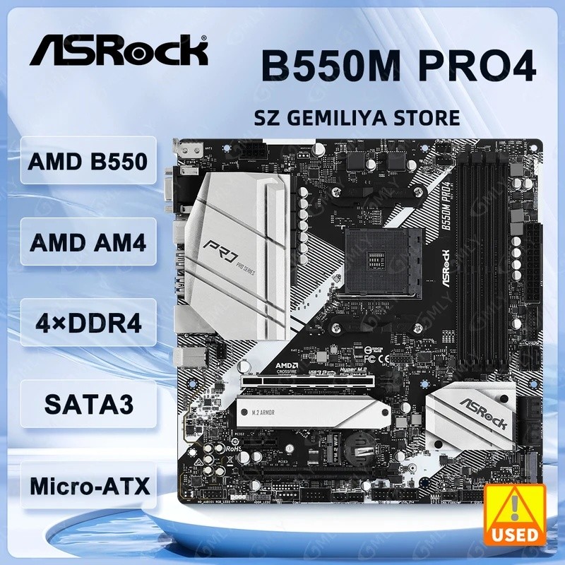ASRock B550M Pro4 ซ็อกเก็ตเมนบอร์ด AM4 AMD B550 รองรับ Ryzen 5 5600 4500 3200G 3600 5700X cpu DDR4 1