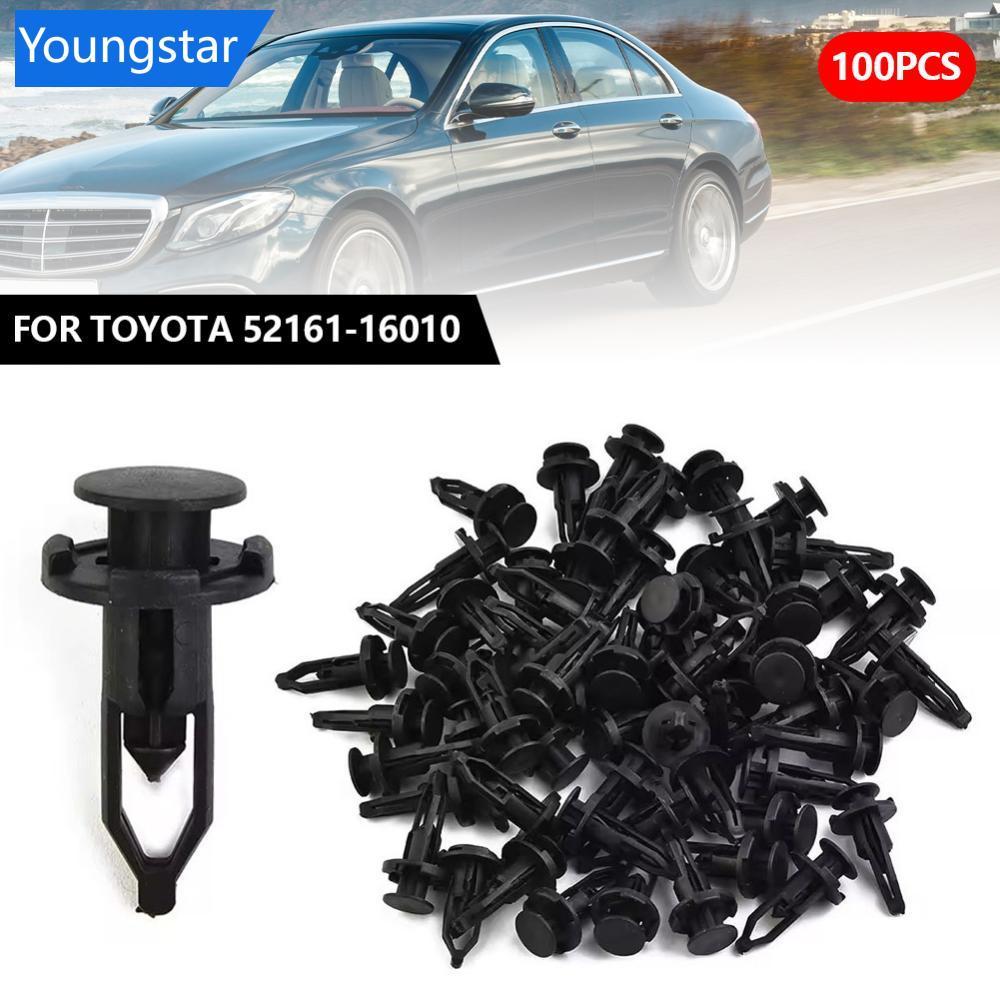 FYY 100pcs 9 มม.กันชนรถด้านหลังคลิปPush-type CLAMPพลาสติกสีดําสําหรับToyota 52161-16010 52161-02030 
