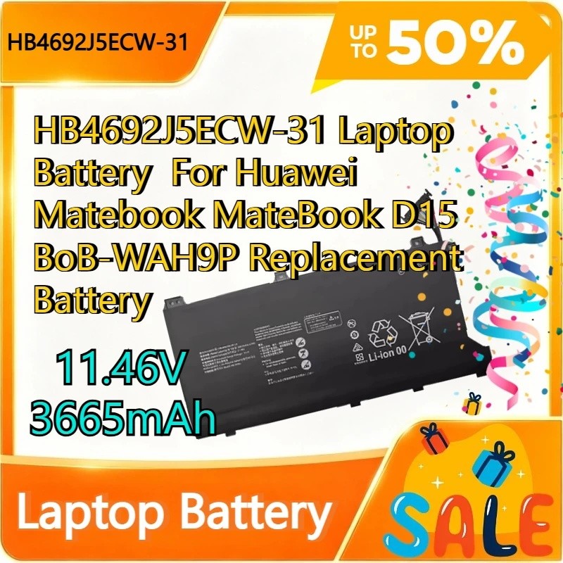 11.46V 3665mAh คุณภาพสูง HB4692J5ECW-31 แบตเตอรี่แล็ปท็อปสําหรับ Huawei Matebook MateBook D15 BoB-WA