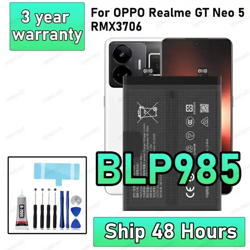 100% ใหม่ High Quanlity BLP985 แบตเตอรี่สําหรับ OPPO Realme GT Neo 5/RMX3706 เปลี่ยน Batteria แบตเตอ