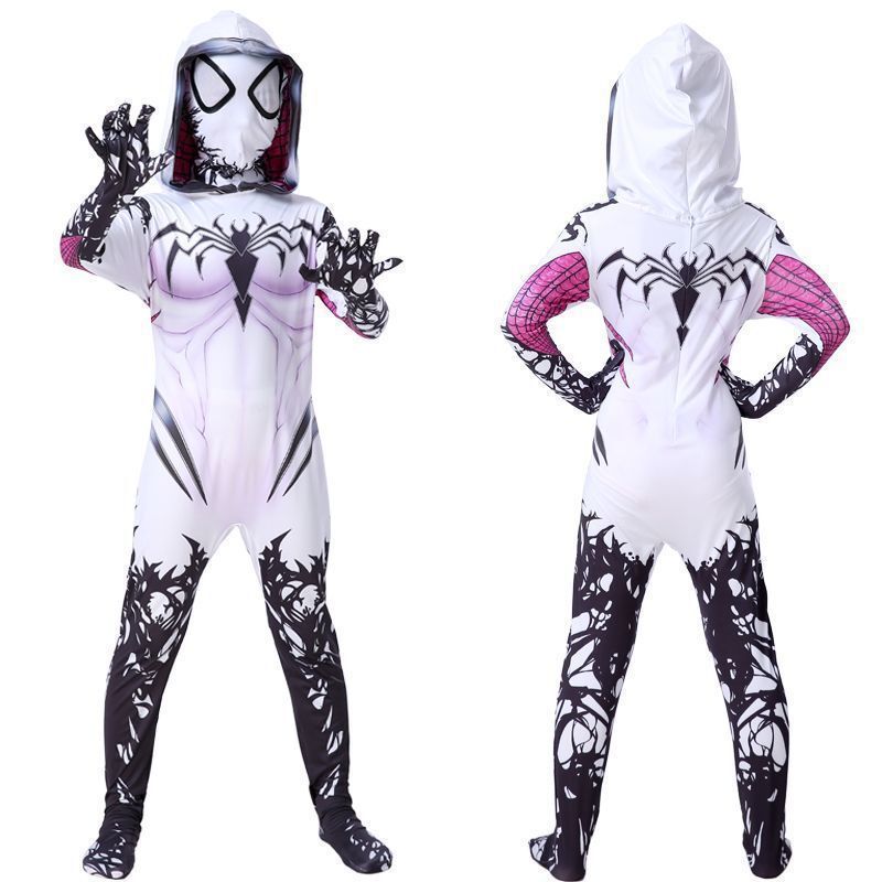 ฮาโลวีน Venom Gwen Spiderman cos ชุดบอดี้สูทเด็กการแสดงบนเวทีเครื่องแต่งกายซูเปอร์ฮีโร่