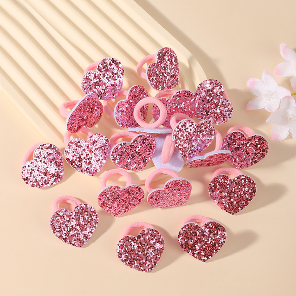 10/20pcs เลื่อม Star Heart เด็ก Mini Hairbands ไม่มี Harm ผมการ์ตูนผ้าเช็ดตัวเชือกผู้ถือผมหางม้ายางรัด Headwear สาวของขวัญ