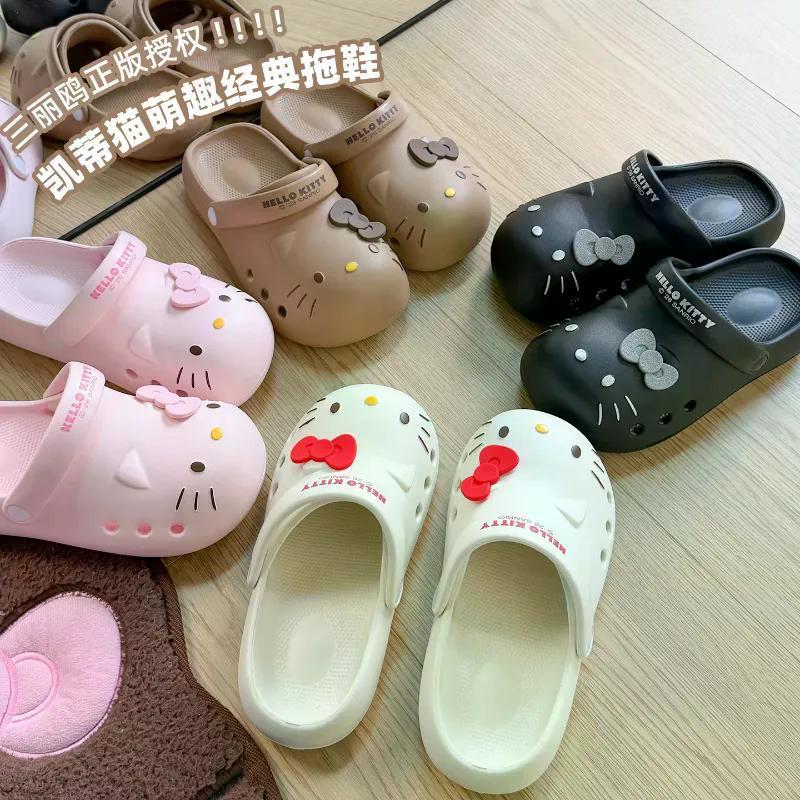 ใหม่ Hello Kitty Hello Kitty Hello Kitty Baotou Hole รองเท้าหญิงฤดูร้อนบ้านรองเท้าแตะรองเท้าแตะน่ารั