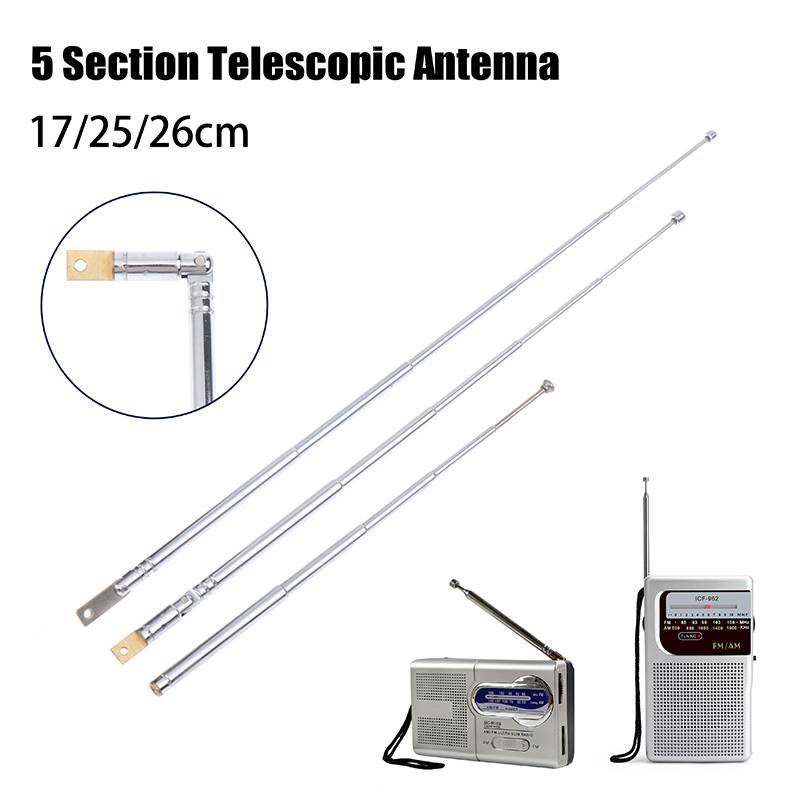 EVER 17/25 ซม. 5 ส่วนโลหะ Full-Channel Am Fm เสาอากาศวิทยุ Telescopic เสาอากาศหมุน Aerial M2.5 TH