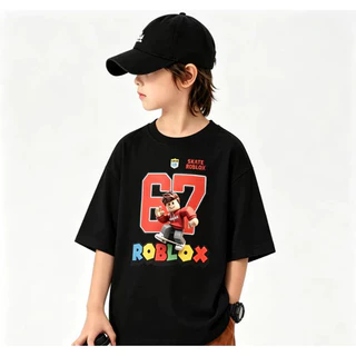 เสื้อยืดเด็ก ลายการ์ตูนรุ่น 67 ทรงหลวม คอกลมแขนสั้น เสื้อฤดูร้อนระบายอากาศได้ดี ใส่ได้ทั้งเด็กชายและเด็กหญิง