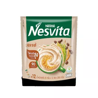 NESVITA เนสวิต้า เครื่องดื่มธัญญาหารสำเร็จรูป รสลาเต้ 25 กรัม x 12 ซอง