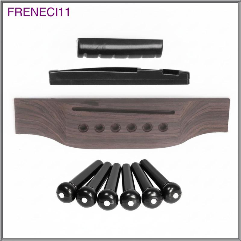 [freneci11] Rosewood ชุดสะพานกีตาร์หกสายสะพานอุตสาหกรรมพร้อมหมุดน็อตอานสําหรับการบํารุงรักษากีต้าร์โปร่งพื้นบ้านและชิ้นส่วน