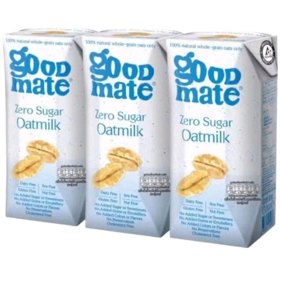 Good Mate zero sugar 1แพ็ค (3กล่อง) นมโอ๊ตไม่เติมน้ำตาล 100% โอ๊ตเต็มเมล็ด ปราศจากน้ำตาล ไม่มีกลูเตน