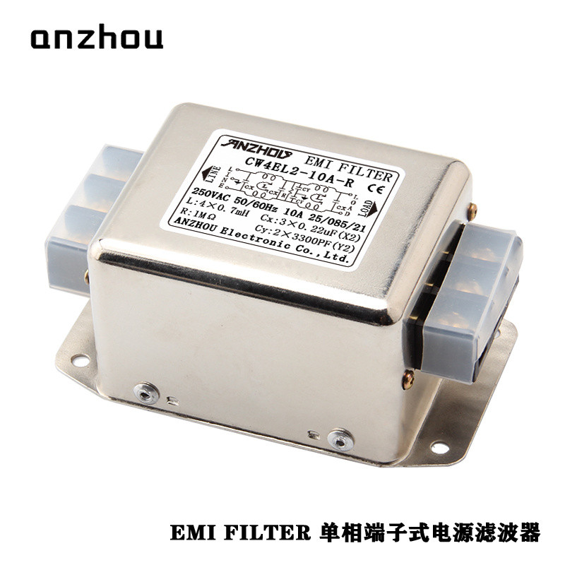 Anzhou CW4L2-10A-R ตัวกรองไฟฟ้าแบบสองขั้นตอนชนิดเทอร์มินัล CW4EL2-10A-R/EMI FILTER