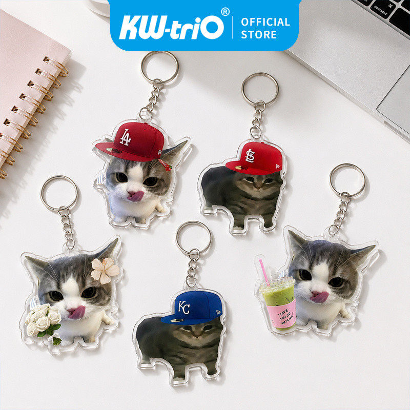 GANTUNGAN ACRYLIC CAT MEME KEYCHAIN CUTE CAT MEME KEYCHAIN