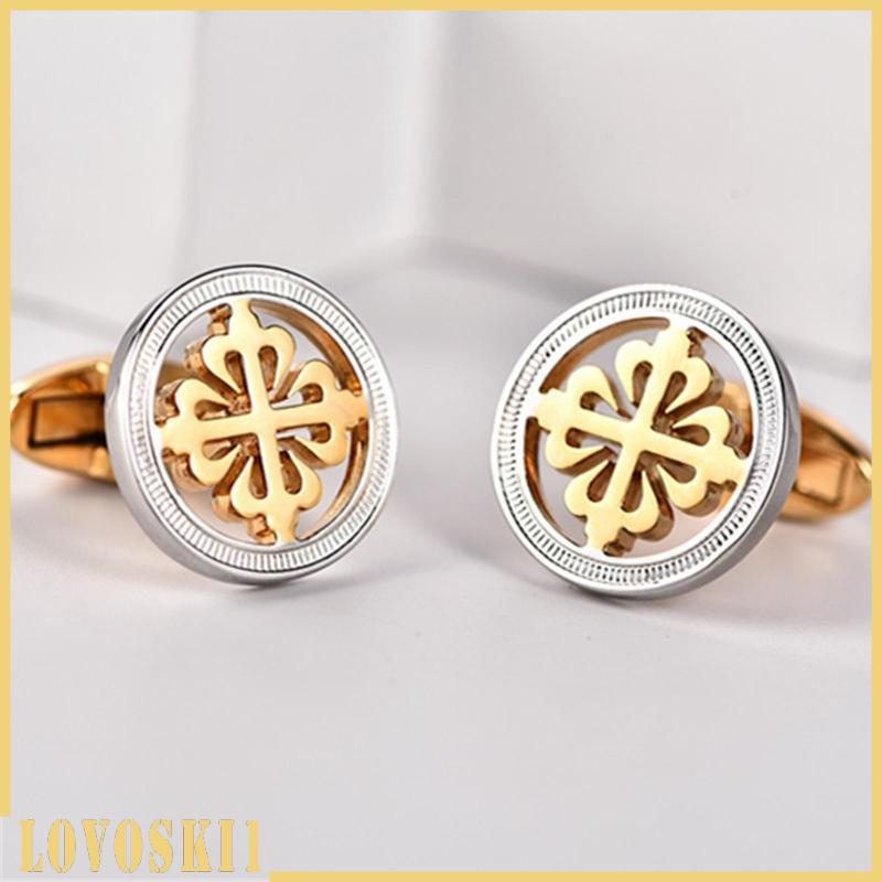 [Lovoski1] Cufflinks Luxury Circular Unisex Tuxedo Shirt Studs Dress Shirt Cuff Links for