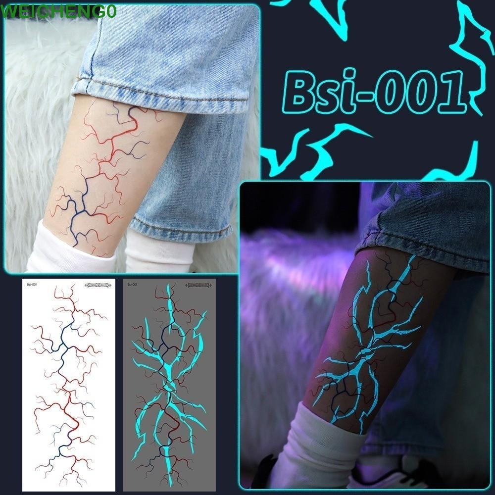 WEICANG สติ๊กเกอร์รอยสักชั่วคราว, Crack Mark กันน้ํา Luminous Tattoos สติกเกอร์, Gothic Glow In The Dark ตลกลาย Body Art สติกเกอร์ฮาโลวีน