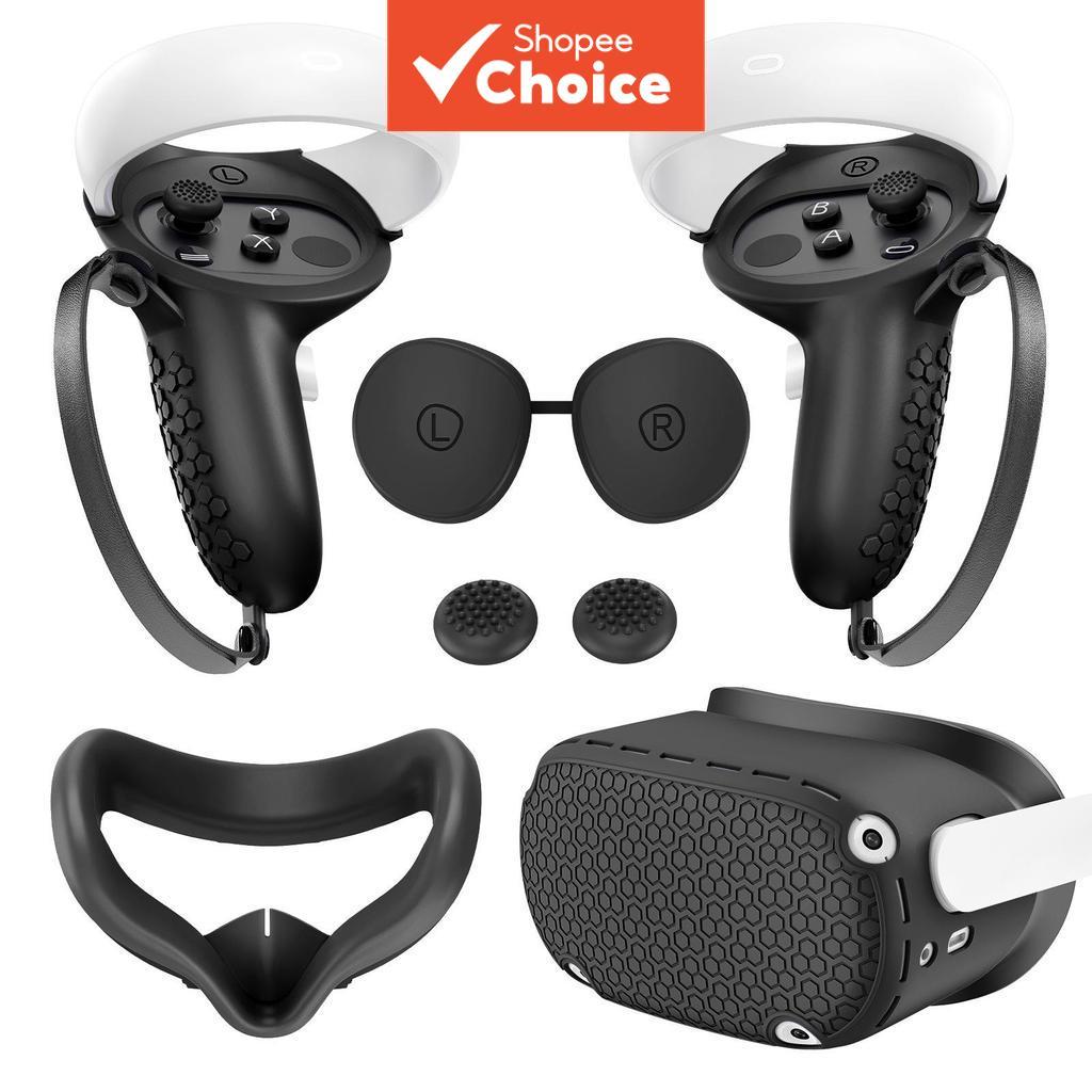 ฝาครอบป้องกันสําหรับอุปกรณ์เสริม Oculus/Meta Quest 2, ฝาครอบซิลิโคนสําหรับด้ามจับควบคุม, ตัวป้องกันเปลือกนุ่มพร้อมฝาครอบใบหน้าและเลนส์