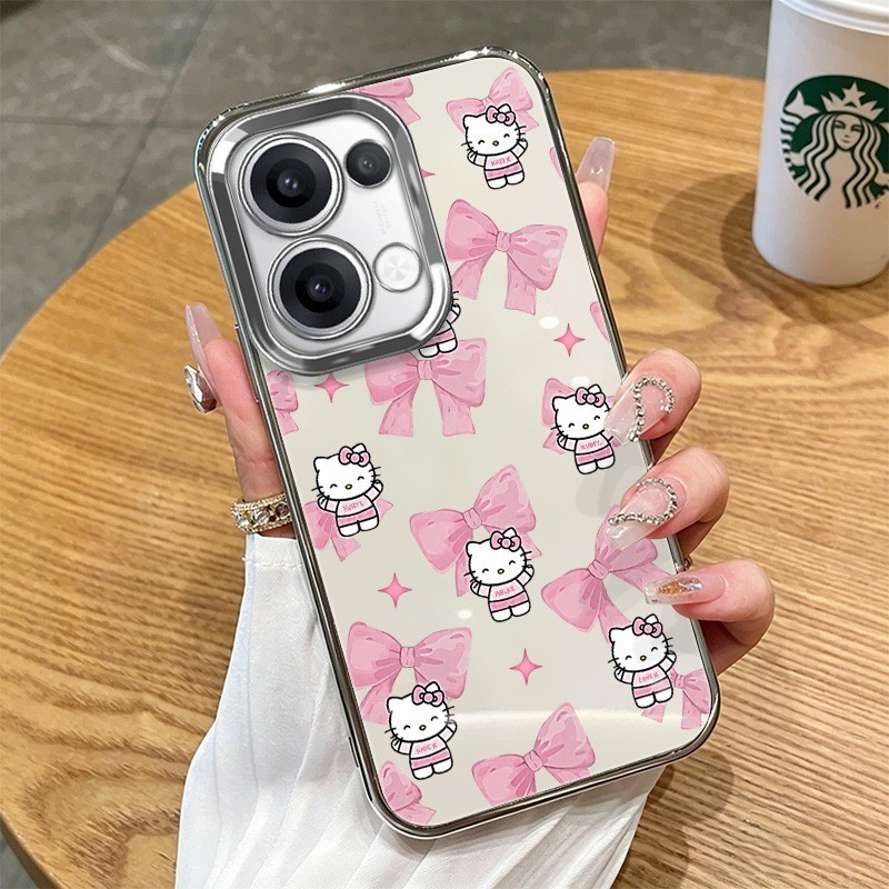 Imura สําหรับ OPPO A6X Bow KT การ์ตูนกรณีรอบ 4 มุม Anti-Fall ฝาครอบกันชนเคสโทรศัพท์