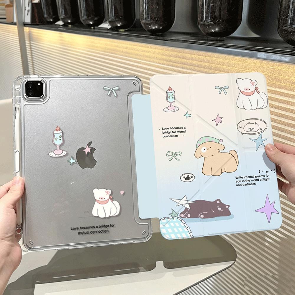 [โชคดี] ฤดูร้อนแมวหวาน iPad MINI7 เคสป้องกัน Apple A16 เคสแท็บเล็ต 11/12th Generation Pro37cm Air8/7