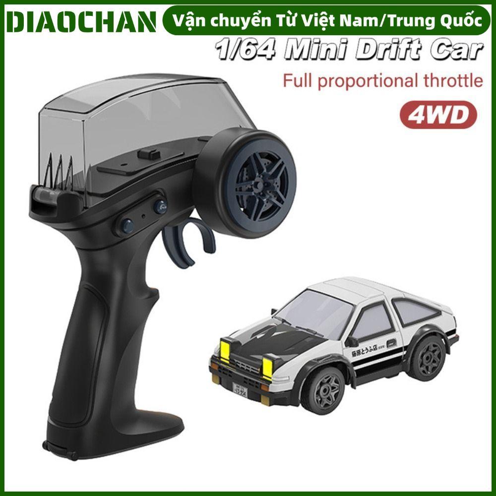 OMXILOYI RC Drift Car, พลาสติกแข่งกีฬา RC Stunt Car, 1/64 MINI AE86 ไฟฟ้าสีดําและสีขาวรีโมทคอนโทรลรถ