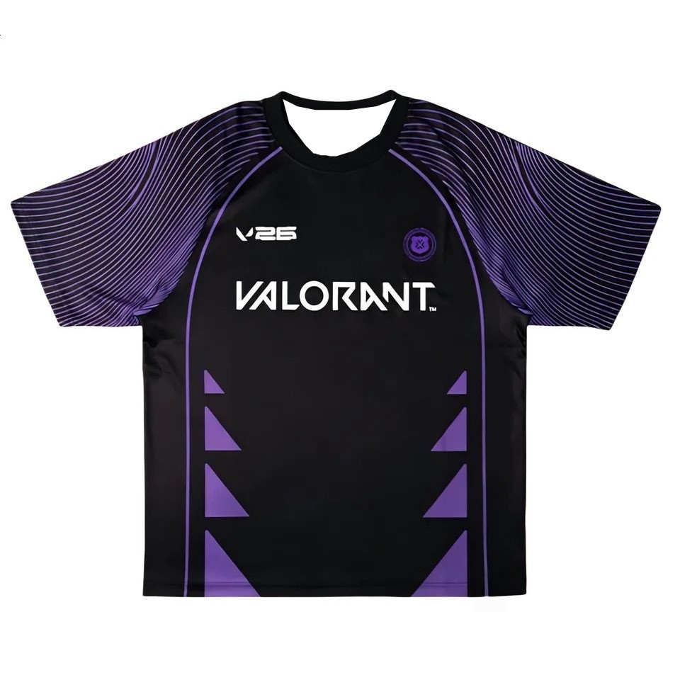 2026 New Valorant V26 Esports Jersey Black Purple Line Pattern Short Sleeve Gaming Team Uniform 3D P