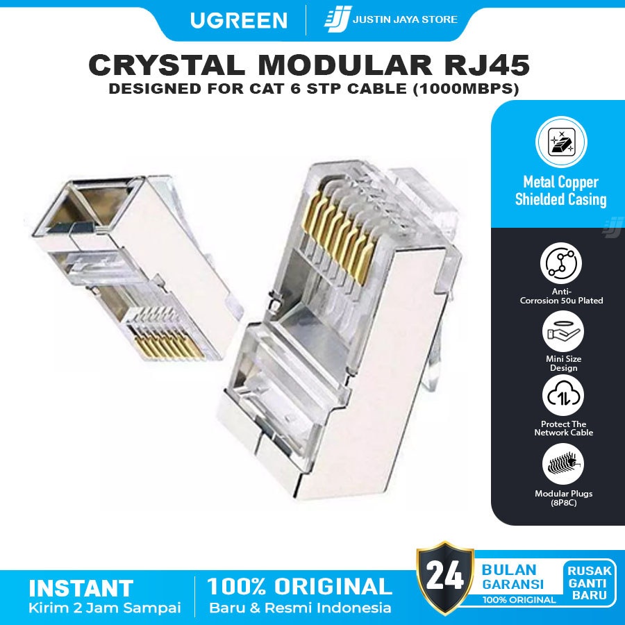 RJ45 UGREEN Cat6 Connector Rj45 SHIELDED CRYSTAL 8P8C 50 ชิ้น/แพ็ค PN 50247
