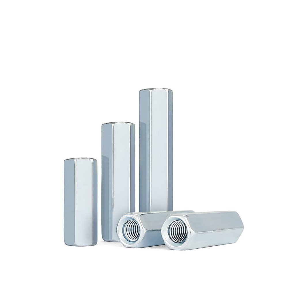 สังกะสีขยายรอบ Joint Nut Hex Nut สกรู Rod สกรูการเชื่อมต่อสกรูหมวก M4M5M6M8M10M24 JS1WQ