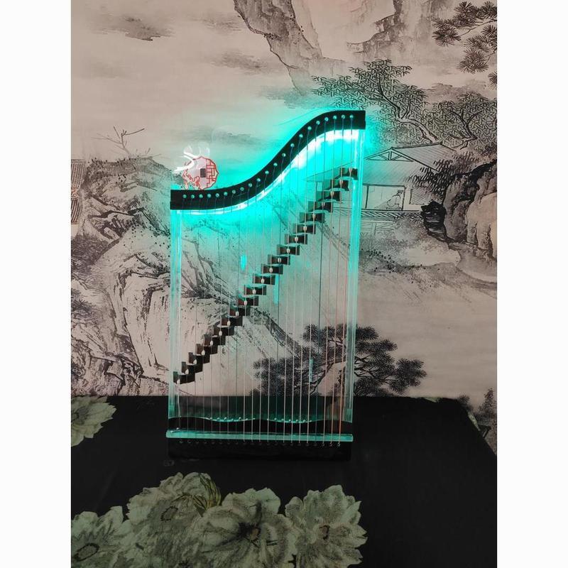 21 String Mini ขนาดเล็ก Guzheng สีสัน Luminous คริสตัลโปร่งใส Guzheng 66 ซม.แบบพกพา Guzheng G