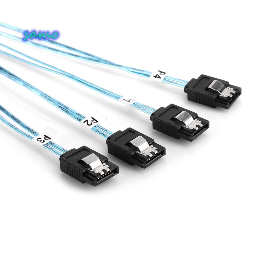 SAMO Mini SAS Cable, 6Gbps Portable SFF-8088 26P To 4 X SATAs Cable, ทนทาน 1 เมตร Server Hard Drive 