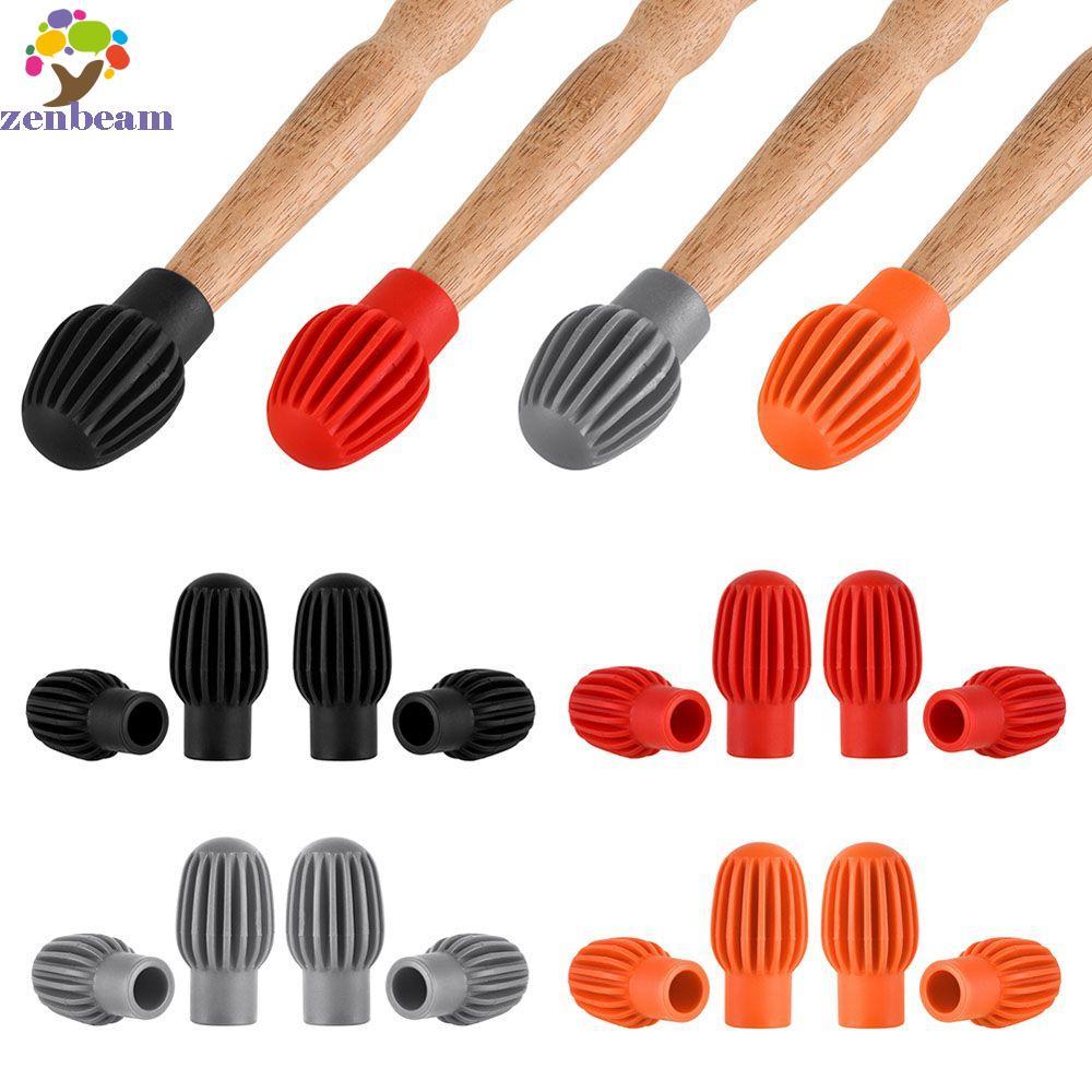 ZENBEAM กลอง Stick Practice Tip ป้องกัน Mute ฝาครอบแบบพกพา Drumstick ยางซิลิโคนแขนซิลิโคนกลอง Stick 