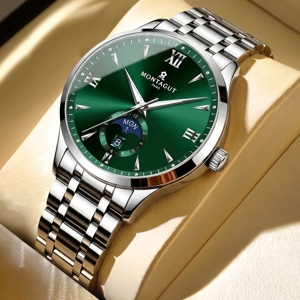 MONTAGUT MONTAGUT อัตโนมัติผู้ชายธุรกิจนาฬิกากลไก Moon Phase Luxury High-End นาฬิกา