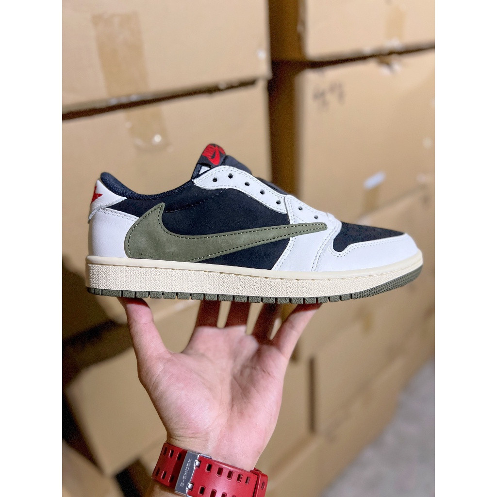 Travis Scott x 1 Low OG Olive Sail/University Red/Black/Medium Olive DZ4137-106