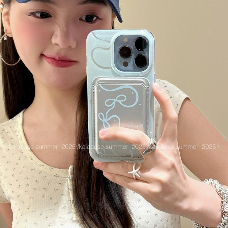 wallet magsafe magnetic wallet Magnetic Card Holder เหมาะสําหรับ Xiaomi 15/13U Simple Blue Ribbon Bo