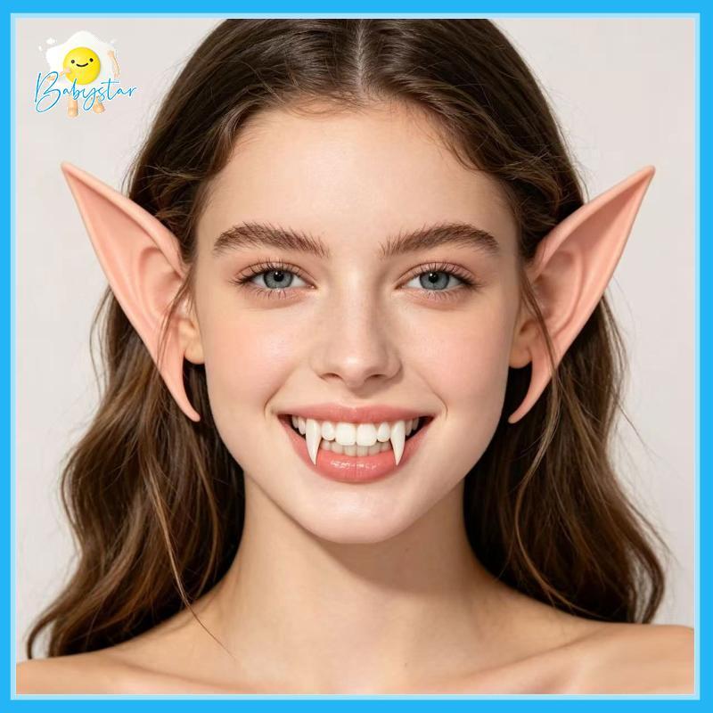 [Inthehot-t] Non Toxic Soft Latex Elf Ears Vampire Fangs ดูสมจริงสําหรับ Masquerade Ball ชุดคอสเพลย์
