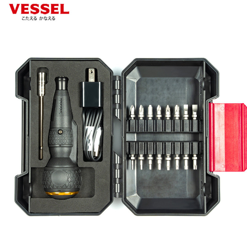 ไขควงไฟฟ้าแบบชาร์จได้ VESSEL ของญี่ปุ่น ชุดไขควงไฟฟ้าอเนกประสงค์พร้อมหัวไขควงแบบไขว้