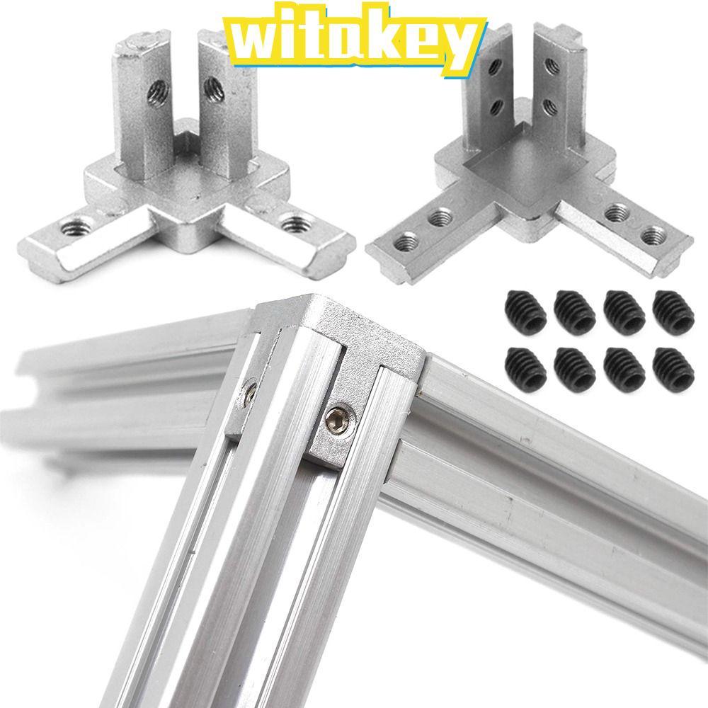 WITAKEY Bracket Connector 2020 3030 4040 Series Slot Silver Aluminium Extrusion Profile 3-Way
