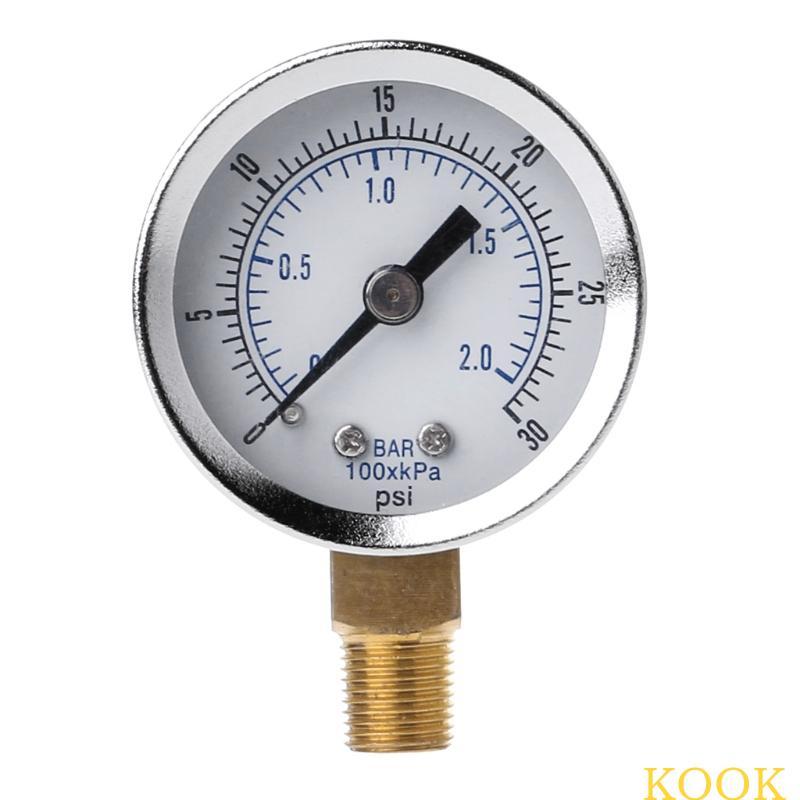 KOOK Utility Pressure Gauge 0-30psi 0-2bar เกจวัดไฮดรอลิกแรงดันต่ํา Dual Scale
