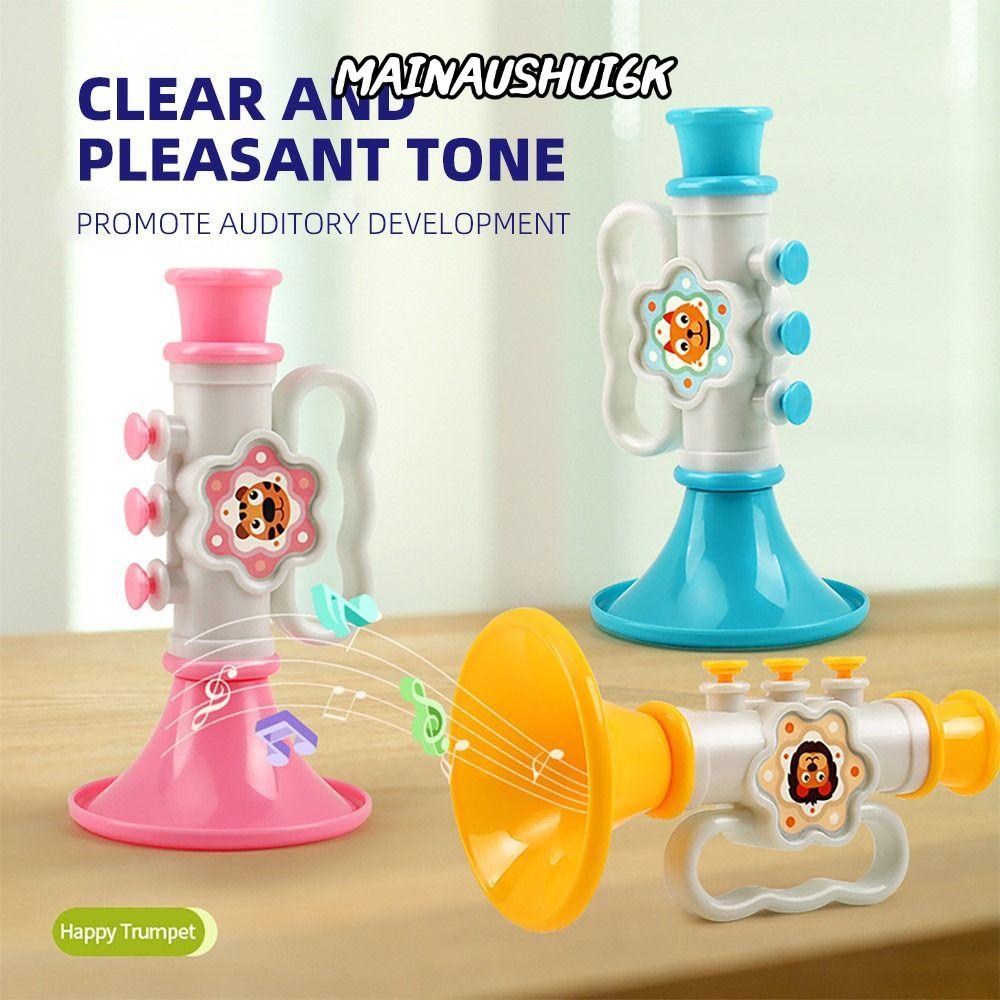 MAINAUSHUI6K Horn ของเล่น,คําพูด Enhancement Early Learning Mini เป่าทรัมเป็ต, ตลกพร้อมเชือกแขวนการ์