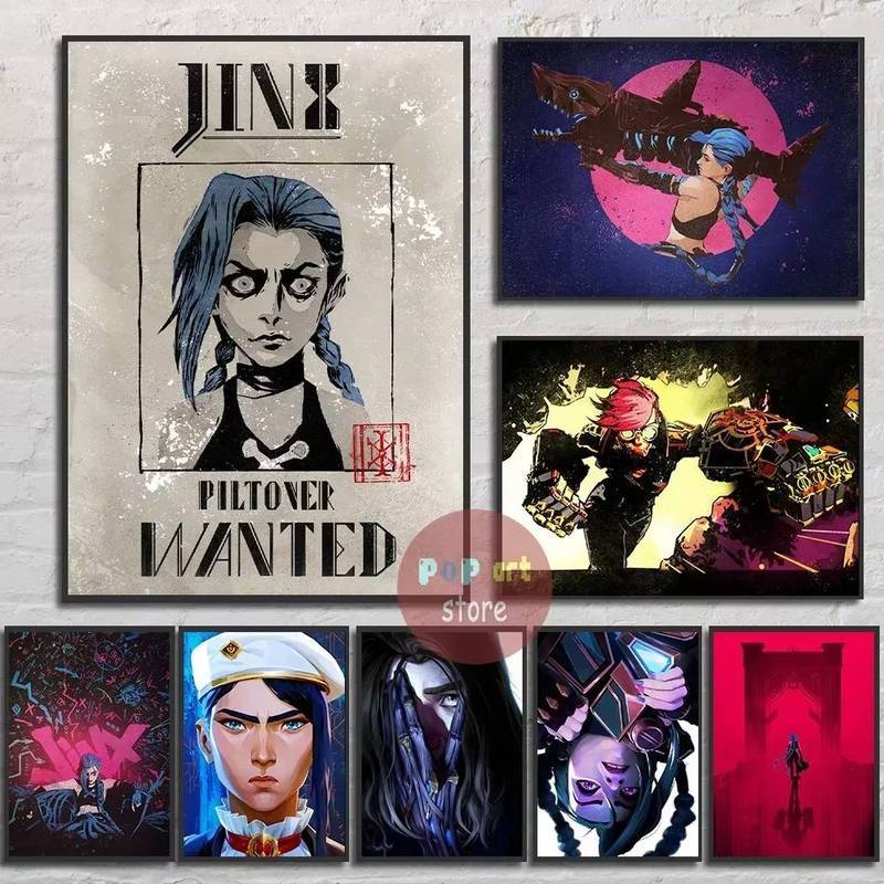 Arcane Season 2 Jinx VI Graffiti Poster Caitlyn Jayce Viktor Character Poster Arcane TV Series Wall 