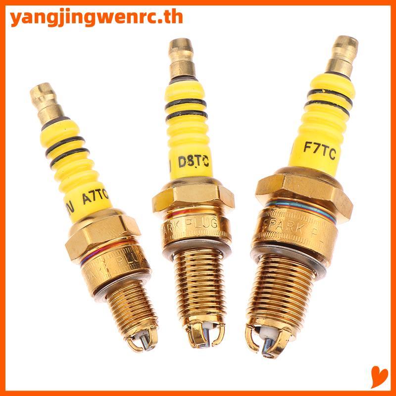 Yangjingwen008rc 1 ชิ้นหัวเทียน 3 Triple Electrode A7TC D8TC สําหรับ GY6 CG 50 70 110 125 150CC รถจั