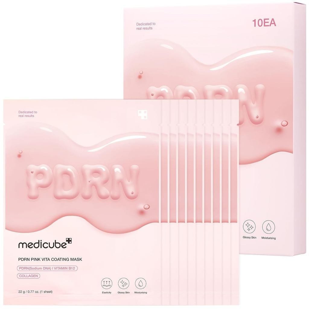 Medicube Salmon DNA Moisturizing Brightening Pink Vita Coating Mask 10 ชิ้น-เกาหลีหน้ากาก Luxury Hom