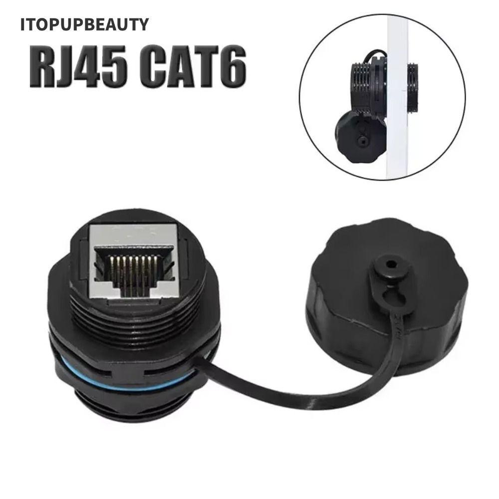 ITOPUPBEAUTY Cat6A RJ45 Connector, วงกลม IP68 กันน้ํา RJ45 Connector, ป้องกัน RJ45 ปลั๊กแผงซ็อกเก็ต 