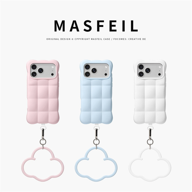 เมฆที่มีสีสันพร้อมเชือกแขวนซิลิโคนเคสโทรศัพท์เข้ากันได้สําหรับiPhone 17promax 16promax 15promax 17pro 16pro 18pro 17 16 Superสกปรกและปลอกกันลื่น