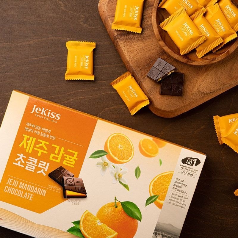 นําเข้า Jekiss Jeju Kiss Chocolate Raspberry Sandwich รส Citrus บรรจุแยก LSA9226 @