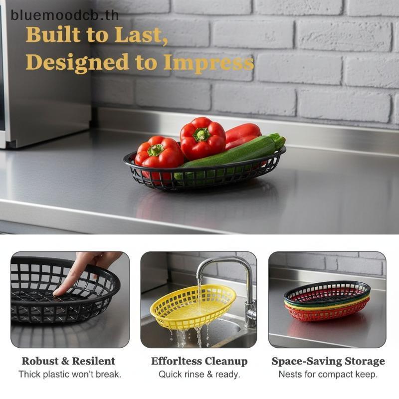 10 ชิ้นนํามาใช้ใหม่รูปไข่พลาสติกถาดเสิร์ฟอาหาร Shatterproof Fast อาหาร Platters สําหรับ Nachos ปีกเด