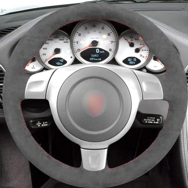 ที่กําหนดเองสวมใส่หนังนิ่มพวงมาลัยรถภายในรถสําหรับ Porsche Porsche 911 997 Boxster 987 Cayman 987 20