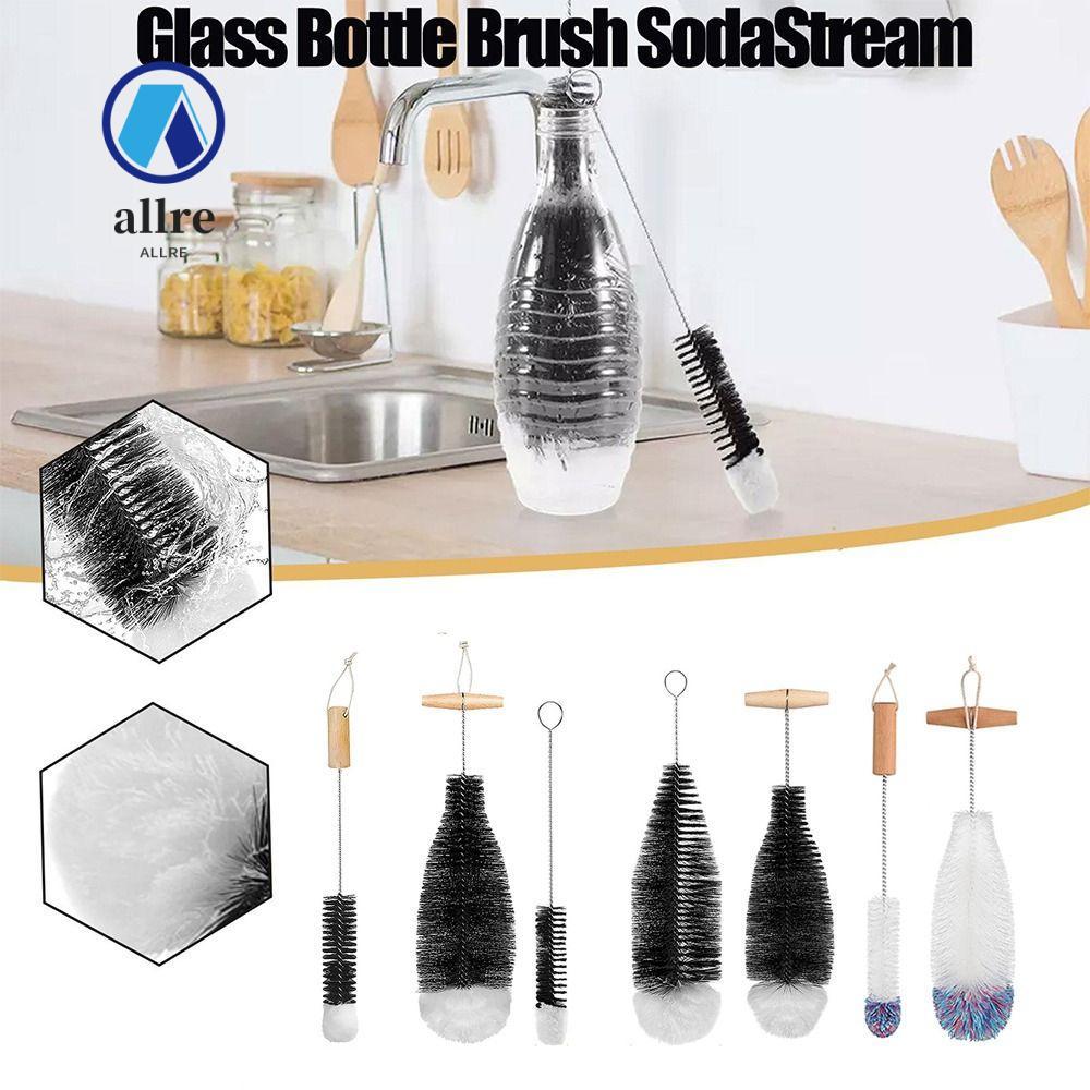 ALLRE Glassware Jars ทําความสะอาด, Beechwood Handle เครื่องมือทําความสะอาดห้องครัว Soda Stream แปรงข