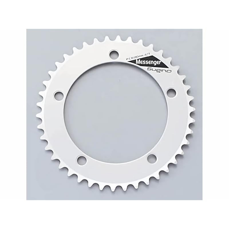 Sugino Engineering PJ130 MSGR Bicycle Chainring, 130 mm BCD, 1/2" × 1/8" Chain, 44T/46T/48T, Silver 