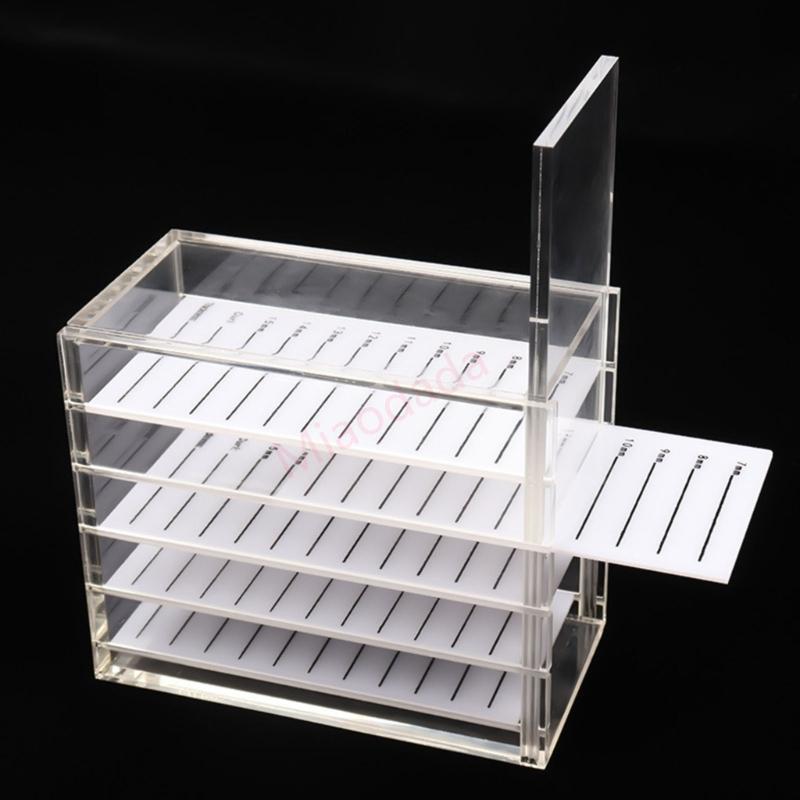 MDD กล่องเก็บเครื่องสําอางสําหรับ Grafting Lash Extension กล่องขนตา 5 ชั้นอะคริลิค Clear ขนตาปลอม C