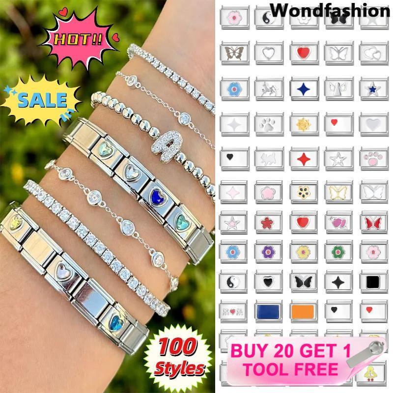 Simple Series สร้อยข้อมือ Charm สแตนเลส ขนาด 9 มม. เหมาะสำหรับการแต่งกายแบบเรโทรและเพิ่มบุคลิกภาพ