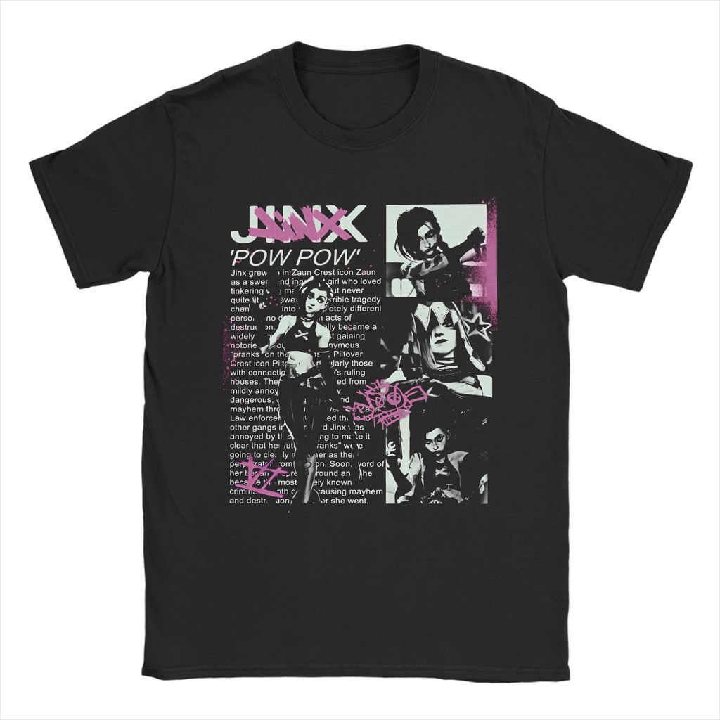 Crazy Arcane โปสเตอร์ Jinx Vi น้องสาวเสื้อยืดสําหรับชาย Crewneck ผ้าฝ้าย T เสื้ออะนิเมะเกมแขนสั้น Te